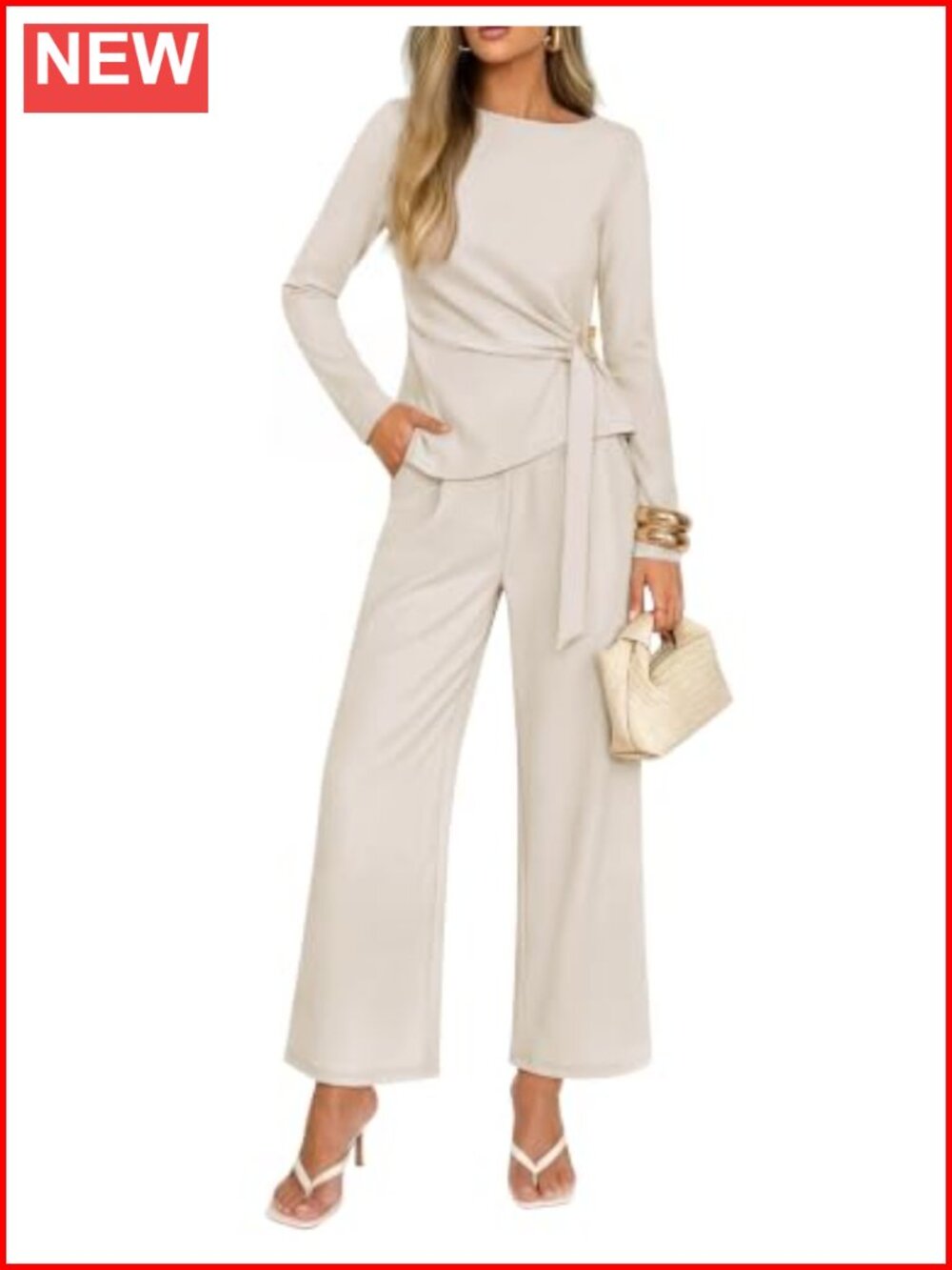 2 Piece Pant Suit Work Office Outfit Knit Set
